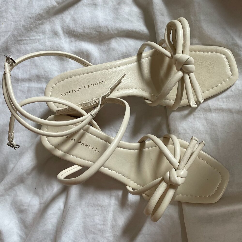 BRAND NEW IN BOX Loeffler Randall Mikel White Bow Mid-Heel Sandal